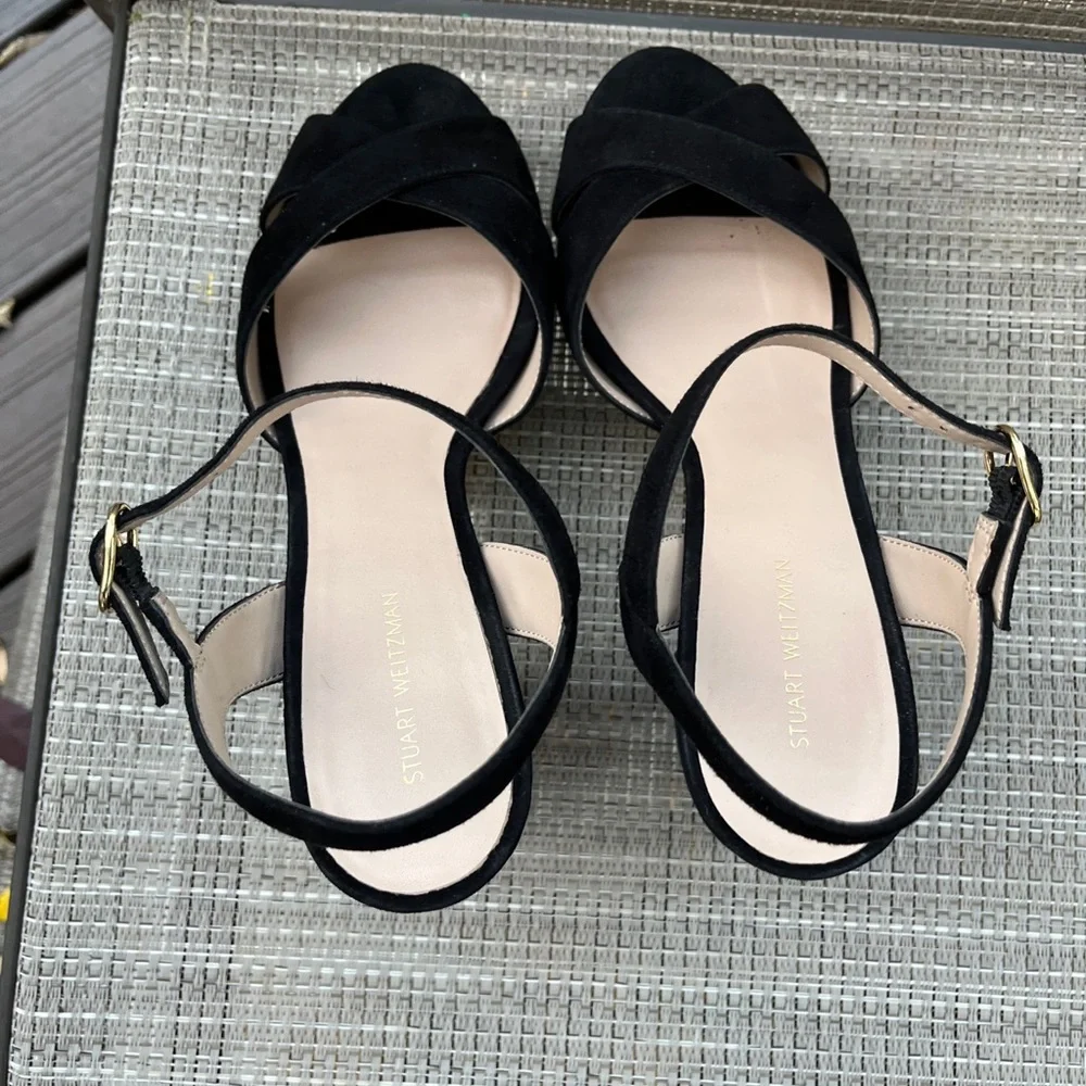STUART WIETZMAN LADIES BLACK SUEDE IVONA SHOES-9.5M - Picture 7 of 12